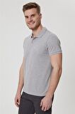 Lee Cooper Polo Yaka Pike Desenli Gri Melanj Erkek T-Shirt 222 LCM 242057 TWINS GRI MELANJ