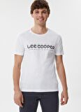 Lee Cooper 222 Lcm 242069 Cox BisikletYaka Slim Fit Baskılı Beyaz Erkek T-Shirt