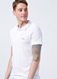 Lee Cooper 222 Lcm 242077 Big Twins Regular Fit Pike Desenli Beyaz Erkek Polo T-Shirt