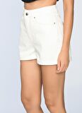Lee Cooper Normal Bel Normal Beyaz Kadın Şort 222 LCF 121031