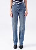 Lee Cooper Yüksek Bel Düz Paça Düz Kadın Denim Pantolon 231 LCF 121023 KELLY ROSADA BLUE MI