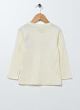 Lee Cooper Baskılı Ekru Kız Çocuk T-Shirt 231 LCG 242001 MARY EKRU