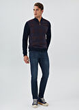 Lee Cooper Fermuarlı Yaka Lacivert - Bordo Erkek Sweatshırt 231 LCM 241050 BARN LACİVERT-BORDO