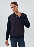 Lee Cooper Fermuarlı Yaka Lacivert - Bordo Erkek Sweatshırt 231 LCM 241050 BARN LACİVERT-BORDO