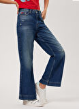 Lee Cooper Yüksek Bel Geniş Paça Straight Kadın Denim Pantolon 232 LCF 121023 SANDY BLUE MID