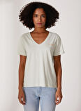 Lee Cooper V Yaka Baskılı Mint Kadın T-Shirt 232 LCF 242010 LOLA MINT