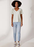Lee Cooper V Yaka Baskılı Mint Kadın T-Shirt 232 LCF 242010 LOLA MINT