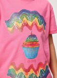Lee Cooper Baskılı Koyu Pembe Kız Çocuk T-Shirt 232 LCG 242003 RAINBOW K.PEMBE