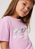 Lee Cooper Baskılı Pembe Kız Çocuk T-Shirt 232 LCG 242005 CLOUDY PEMBE