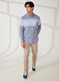 Lee Cooper Regular Fit Mavi - Beyaz Erkek Gömlek 232 LCM 241004 CARLO MAVİ-BEYAZ
