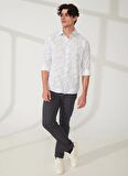Lee Cooper Regular Fit Beyaz - Lacivert Erkek Gömlek 232 LCM 241006 SANREMO BEYAZ-LACI