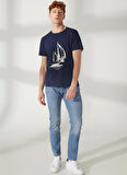 Lee Cooper Bisiklet Yaka Lacivert Erkek T-Shirt 232 LCM 242015 GAWAIN LACİVERT
