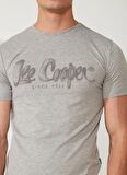 Lee Cooper Bisiklet Yaka Gri Melanj Erkek T-Shirt 232 LCM 242029 DRAWINGLOGO GRI M