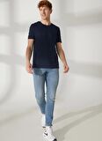 Lee Cooper Bisiklet Yaka Koyu Lacivert Erkek T-Shirt 232 LCM 242060 BAINES K.LACİVERT