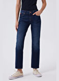 Lee Cooper Yüksek Bel Boru Paça Straight Koyu Mavi Kadın Denim Pantolon 241 LCF 121005 FUNNY HILLARY DARK B