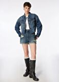 Lee Cooper Mom Fit Gökmavi Kadın Denim Şort 242 LCF 121011 HOLLY ROSADA BLUE