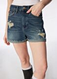 Lee Cooper Mom Fit Gökmavi Kadın Denim Şort 242 LCF 121011 HOLLY ROSADA BLUE