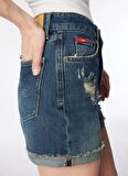 Lee Cooper Mom Fit Gökmavi Kadın Denim Şort 242 LCF 121011 HOLLY ROSADA BLUE
