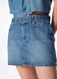 Lee Cooper Normal Bel Mavi Kadın Mini Etek 242 LCF 126003 MORCELLA DENIM