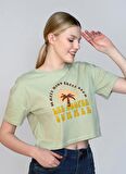 Lee Cooper O Yaka Baskılı Açık Haki Kadın T-Shirt 242 LCF 242001 ADDY A. HAKİ