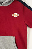 Mobo Erkek Çocuk Kapüşonlu Sweatshirt Kırmızı-Gri