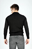 Gino Erkek Polo Yaka Triko Kazak Siyah
