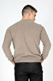 Newdwade Erkek O Yaka Sweatshirt Koyu Bej