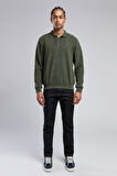 Newblend Erkek Polo Yaka Sweatshirt Haki