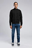 Dreon Erkek Dik Yaka Fermuarlı Sweatshirt Siyah