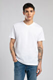 Jonat Erkek V Yaka T-Shirt Beyaz
