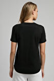 Londonlogo Kadın O Yaka T-Shirt Siyah