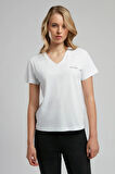 Sade Kadın V Yaka T-Shirt Beyaz