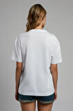 Nina Kadın O Yaka T-Shirt Beyaz