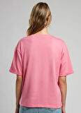 Lee Cooper Bisiklet Yaka Baskılı Pembe Kadın T-Shirt 252 LCF 242023 BROKEN PEMBE