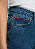 Lee Cooper Yüksek Bel Düz Paça Straight Kadın Denim Pantolon 252 LCF 121002 CLARA POSEY BLUE MID