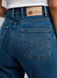 Lee Cooper Yüksek Bel Düz Paça Straight Kadın Denim Pantolon 252 LCF 121002 CLARA POSEY BLUE MID