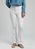 Lee Cooper Yüksek Bel İspanyol Paça Straight Kadın Denim Pantolon 252 LCF 121010 LUNA KIDMAN WHITE