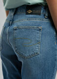 Lee Cooper Normal Bel Dar Paça Crop Kadın Denim Pantolon 252 LCF 121013 FUNNY POSEY BLUE