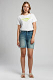 Bund 1 Kadın Jean Şort Denim