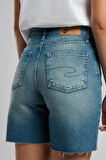 Bund 1 Kadın Jean Şort Denim