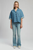 Boho Kadın Jean Gömlek Denim
