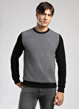Lee Cooper Yuvarlak Yaka Gri - Siyah Erkek Sweatshırt 261 LCM 241065 DIAGONAL SİYAH - GRİ