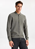 Lee Cooper Polo Yaka Haki Erkek Sweatshırt 261 LCM 241067 NEWBLEND OLIVE