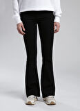 Lee Cooper Yüksek Bel İspanyol Paça Flare Siyah Kadın Denim Pantolon 261 LCF 121002 LUNA TOWLY BLACK