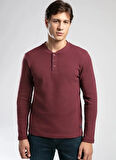 Lee Cooper Düğmeli Yaka Bordo Erkek Sweatshırt 261 LCM 241034 HEVASA BORDO