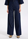Lee Cooper Yüksek Bel Geniş Paça Normal Koyu Mavi Kadın Denim Pantolon 261 LCF 121013 KRISSY KINSEY BLUE