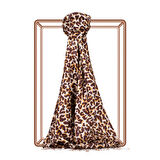 Leopar Desenli İpek Şal 02452 Kahve