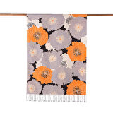 Ortanca Sepeti Desenli İpek Şal 05197 Turuncu