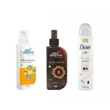 Cire Aseptine Güneş Koruyucu ve Bronzlaştırıcı Yağ + Dove Kadın Deodorant 3'lü Set