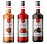 Nish Fındık, Çilek, Çikolata Aromalı Şurup 3x700 ML - Cam Şişe
